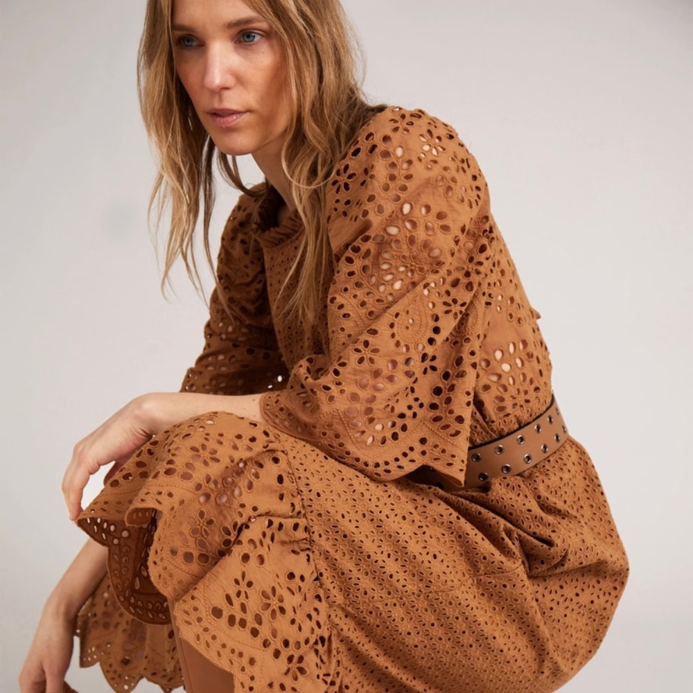 Munthe Cogga Organic Cotton Eyelet Midi Dress